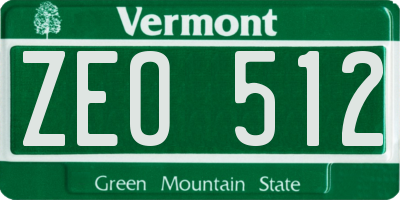 VT license plate ZEO512