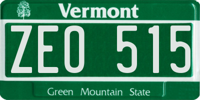VT license plate ZEO515