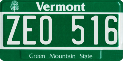 VT license plate ZEO516