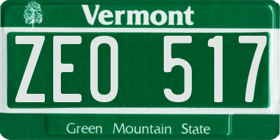 VT license plate ZEO517