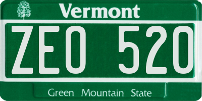 VT license plate ZEO520