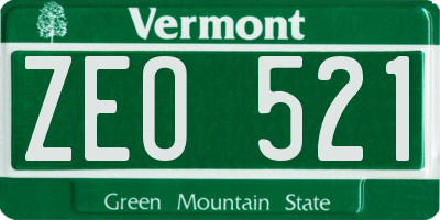 VT license plate ZEO521