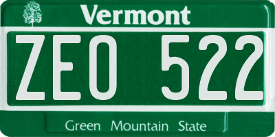 VT license plate ZEO522
