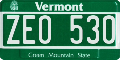 VT license plate ZEO530