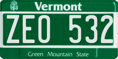 VT license plate ZEO532