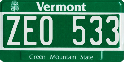 VT license plate ZEO533