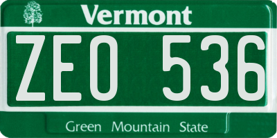 VT license plate ZEO536