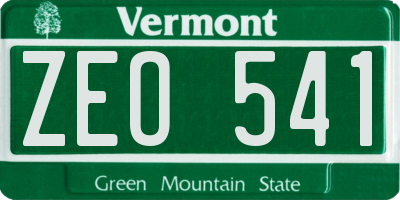 VT license plate ZEO541