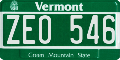 VT license plate ZEO546