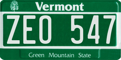 VT license plate ZEO547
