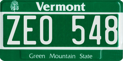 VT license plate ZEO548