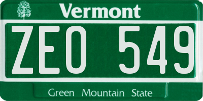 VT license plate ZEO549