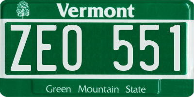 VT license plate ZEO551