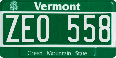VT license plate ZEO558