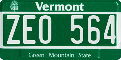 VT license plate ZEO564