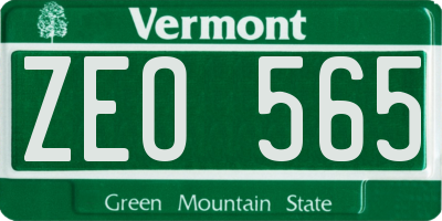 VT license plate ZEO565