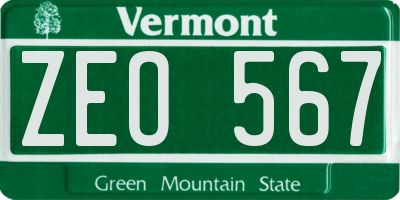 VT license plate ZEO567