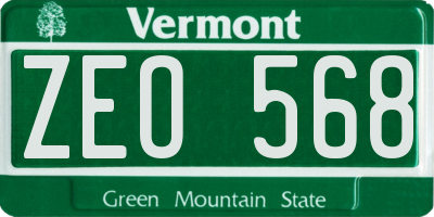 VT license plate ZEO568