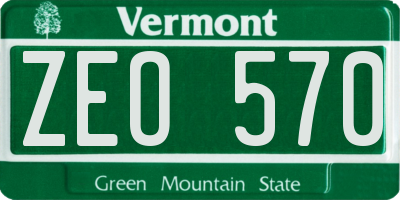 VT license plate ZEO570