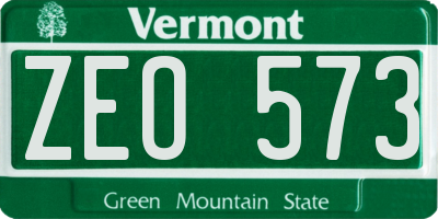 VT license plate ZEO573