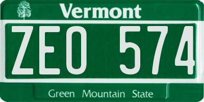 VT license plate ZEO574