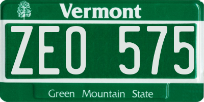 VT license plate ZEO575