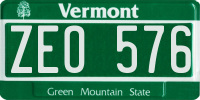 VT license plate ZEO576
