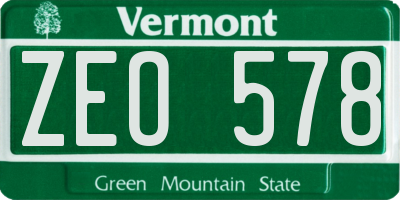 VT license plate ZEO578