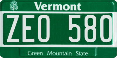 VT license plate ZEO580