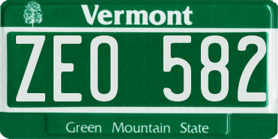 VT license plate ZEO582