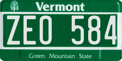 VT license plate ZEO584