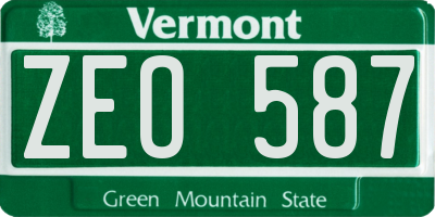 VT license plate ZEO587