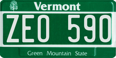 VT license plate ZEO590
