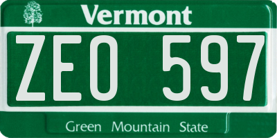 VT license plate ZEO597