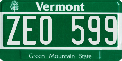 VT license plate ZEO599