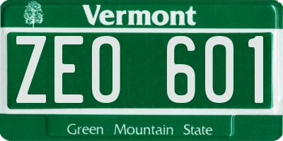 VT license plate ZEO601