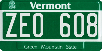 VT license plate ZEO608