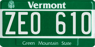 VT license plate ZEO610