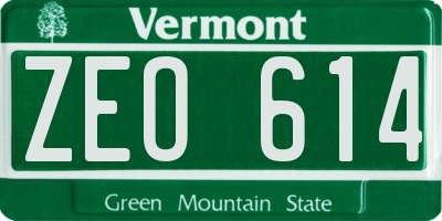 VT license plate ZEO614
