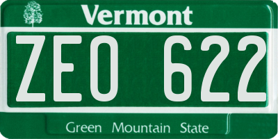 VT license plate ZEO622