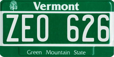 VT license plate ZEO626
