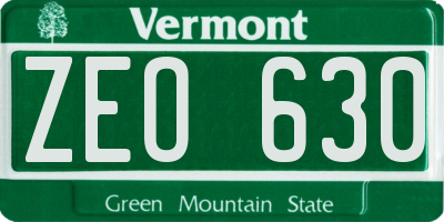 VT license plate ZEO630