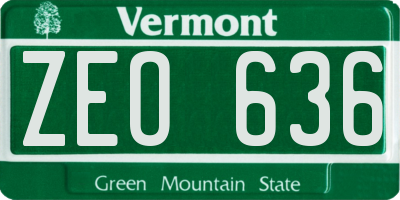 VT license plate ZEO636