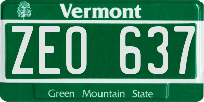 VT license plate ZEO637