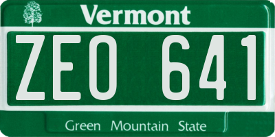 VT license plate ZEO641
