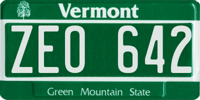 VT license plate ZEO642