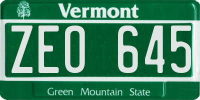 VT license plate ZEO645
