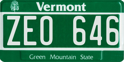 VT license plate ZEO646