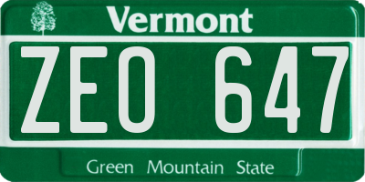 VT license plate ZEO647
