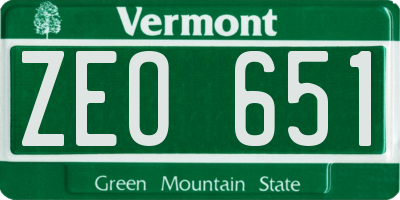 VT license plate ZEO651